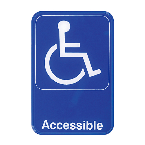 Winco SGN-653B Blue Information Sign "Accessible" - 6in x 9in