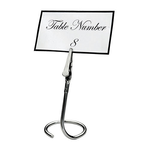 Winco TCD-3C Chrome Plated Table Sign Clips With C Swirl Base - 6pcs/pk