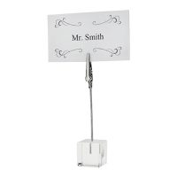 Winco TCD-4S Nickel Plated Table Sign Clips With Acrylic Square Base - 6pcs/pk