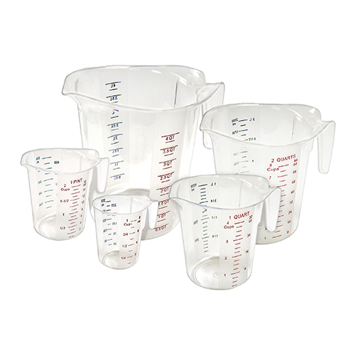 Winco PMCP-5SET Polycarbonate Measuring Cup Set With Color Graduations - 5pcs