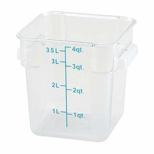 Winco Polycorbonated Clear Square Storage Container PCSC-4C - 4qt