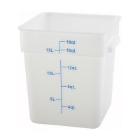 Winco Polypropylene White Square Storage Container PESC-18 - 18qt