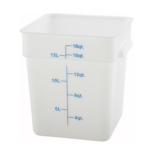 Winco Polypropylene White Square Storage Container PESC-18 - 18qt