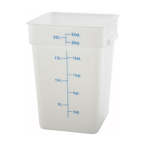 Winco Polypropylene White Square Storage Container PESC-22 - 22qt