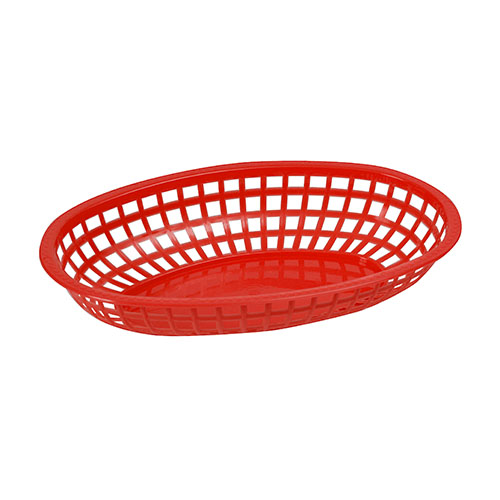 Winco POB-R Red Fast Food Oval Baskets - 1doz