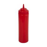 Winco PSW-12R Red Squeeze Bottles With Wide Mouth - 12oz ,6pcs/pk