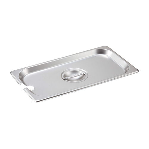 Winco Stainless Steel 1/3 Size Slotted Solid Steam Pan Cover SPCT - 1ea