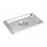 Winco Stainless Steel 1/4 Size Solid Steam Pan Cover SPSCQ - 1ea