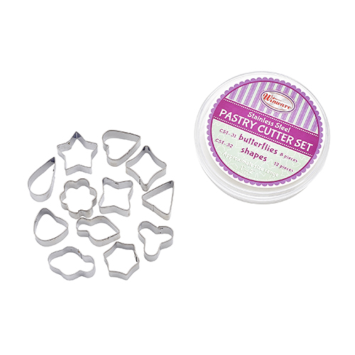 Winco CST-32 Stainless Steel Cookie Cutter Set with Shapes - 12pcs