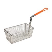 Winco FB-10 Stainless Steel Fry Basket, WIth 10 in Orange Handle - 6in