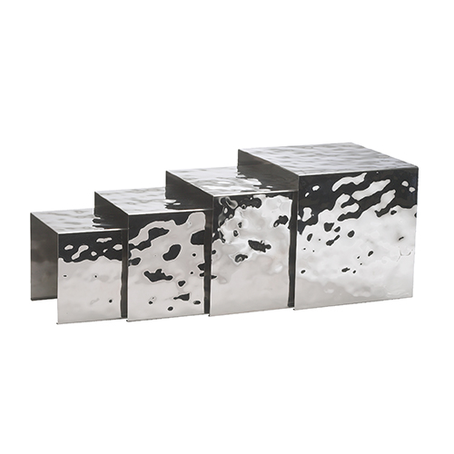 Winco HRS-4 Stainless Steel Premium Display Riser Set - 4pcs